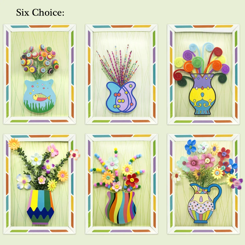 Детский тонкий мотор ручной работы пуговичный букет DIY цветочная композиция