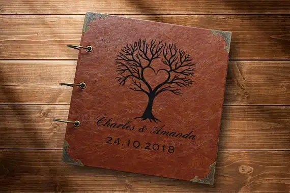 Персонализированный фотоальбом из искусственной кожи с деревом для обложки