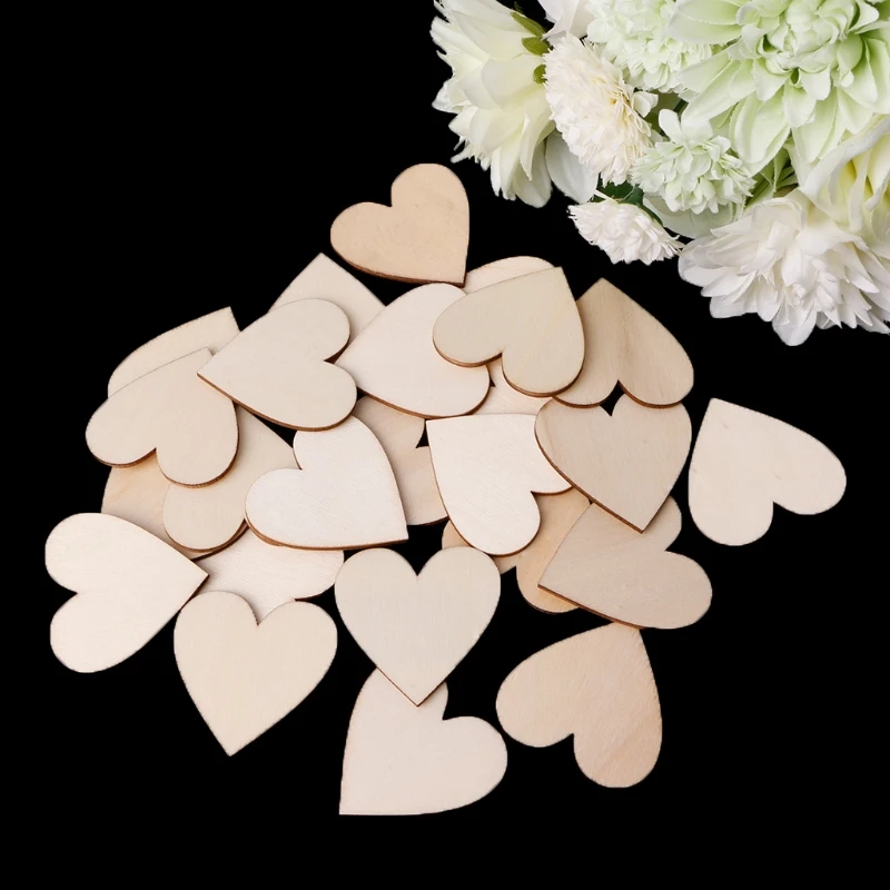 7 размеров деревянные формы сердца лазерная резка пустые ремесленные украшения