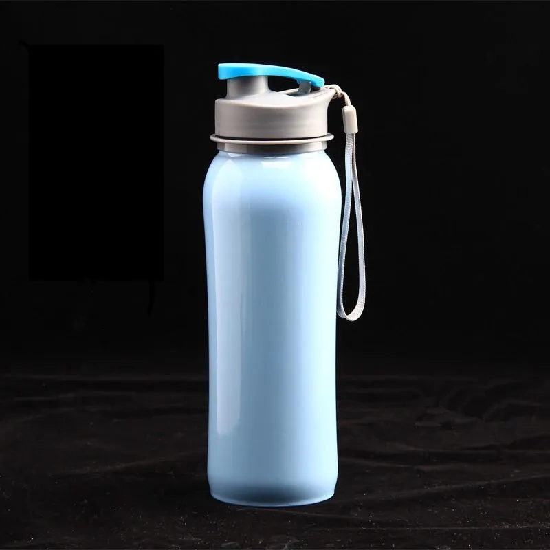 ГОРЯЧАЯ 800 мл Bpa-Free одна стенка 304 нержавеющая сталь Спорт на открытом воздухе чайник моя бутылка для воды с пружинной крышкой портативный Канат - Цвет: Синий