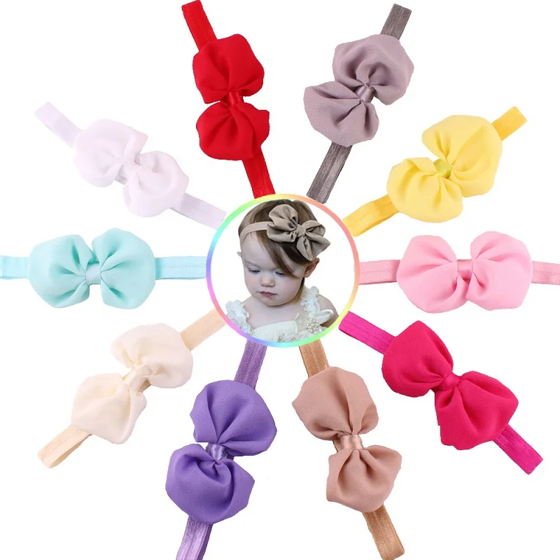 Детская однотонная повязка на голову с бантом бабочкой|headwear|headwear baby |