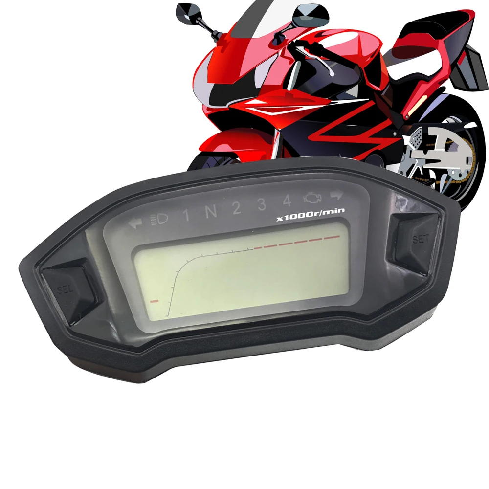 

Motorcycle Speedometer LCD Digital Speedometer Odometer Tachometer W/ Speed Sensor Universal velocimetro motor Plastic