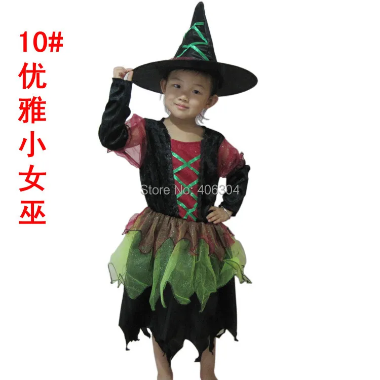 Бесплатная доставка костюм для Хэллоуина детское платье ведьмы костюмированной