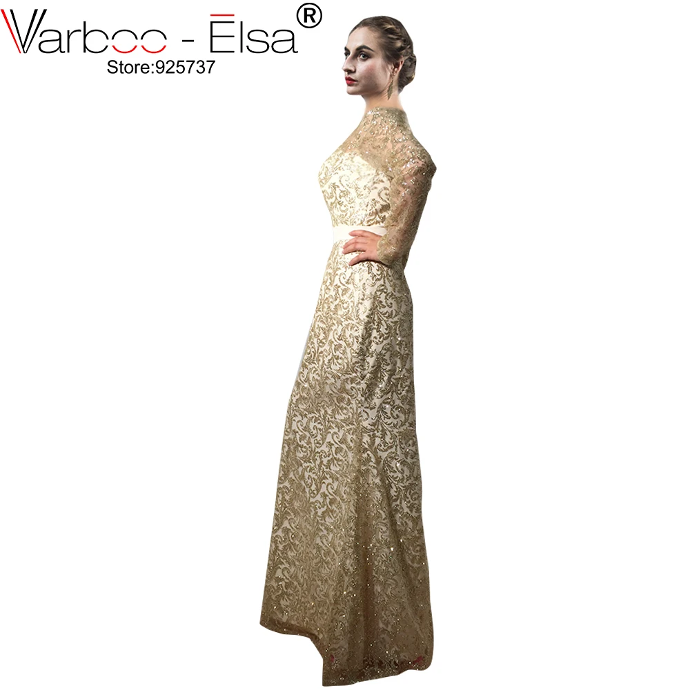 VARBOO_ELSA/ Новое поступление, блестящее вечернее платье с блестками, длинный съемный шлейф, Длинное нарядное платье с рукавом, мусульманское платье для выпускного вечера в арабском стиле