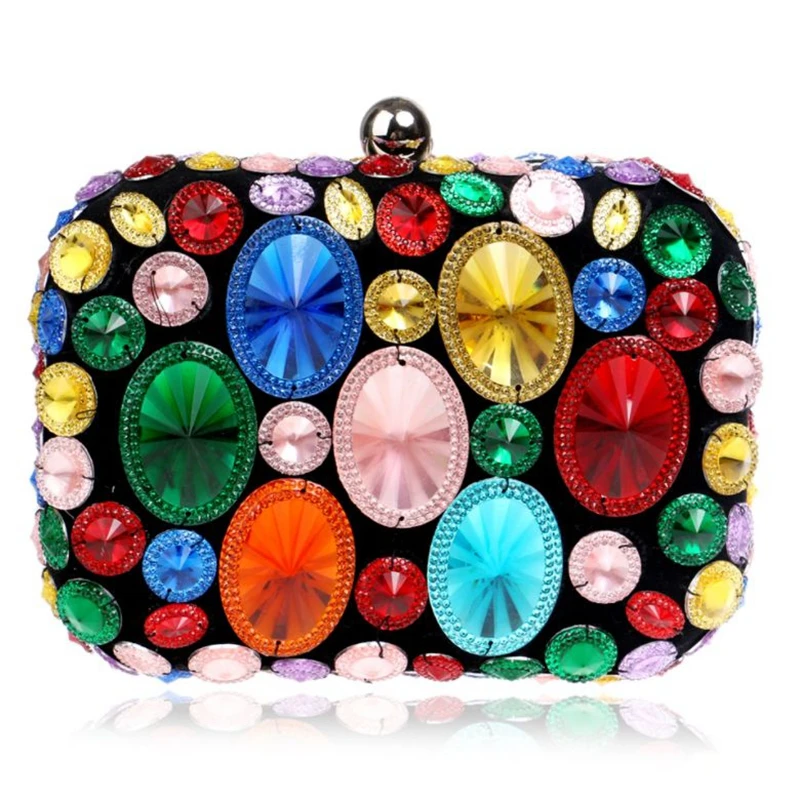 Модные Акриловые женские вечерние сумки с бисером и цепочкой на плечо маленькие