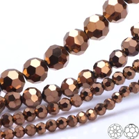 olingart 3468mm round glass beads rondelle austria 32 faceted crystal copper color loose bead diy jewelry making