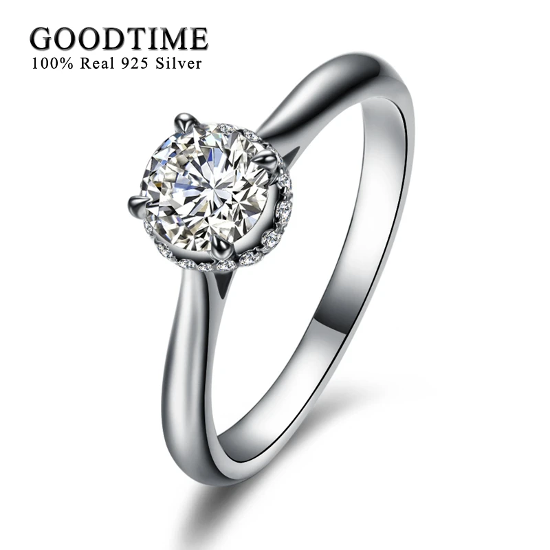 Классические женские обручальные кольца 100% чистое серебро 925 пробы 2 карата