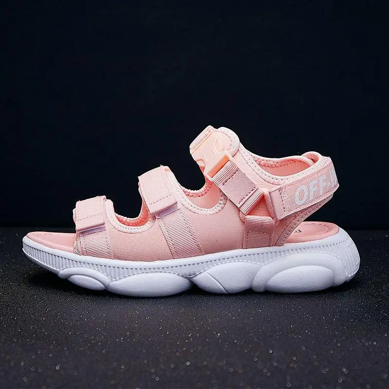 pink Женские летние спортивные сандалии; прогулочная обувь; женские шлепанцы на мягкой платформе; шлепанцы без задника на среднем каблуке; женские сандалии; Sandalias Mujer - Цвет: pink