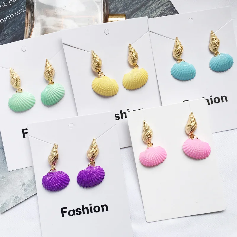 Romantic Resin Colorful White Blue Pearl Shell Drop Earrings Simple Cute Brincos Unique Mermaid Jewelry | Украшения и аксессуары