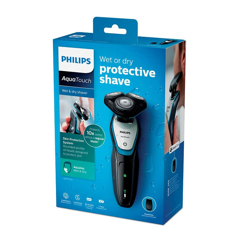 Philips моющийся S5070 электробритва ComfortCut лезвие системы Aquatouch 40 мин беспроводное использование/1 ч Зарядка для мужчин