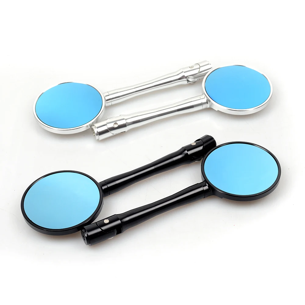 

CNC Aluminum Motorcycle Rearview Mirrors Blue Glass Rear View Side Mirror Universal for benelli kawasaki versys 650 yamaha ybr