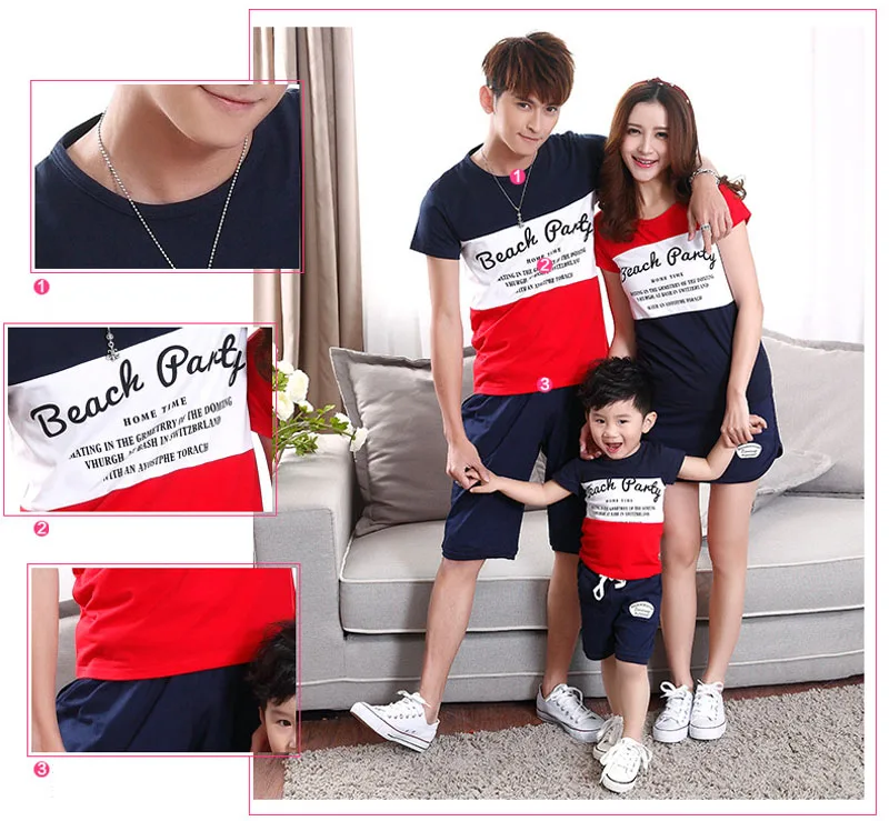 Одинаковые комплекты для семьи Коллекция 2020 года Летние одежды в полоску Одежда