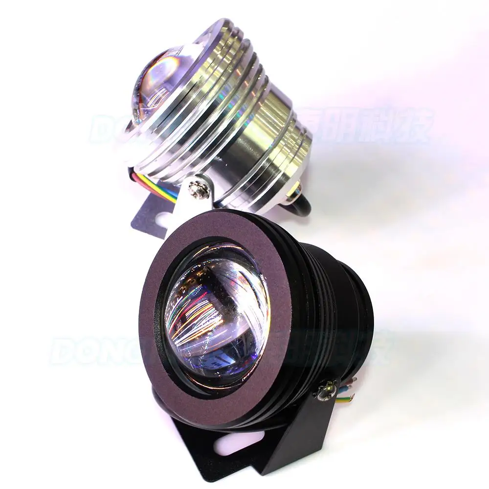 Черная крышка 10 Вт выпуклая линза подводная Светодиодная лампа RGB s IP68