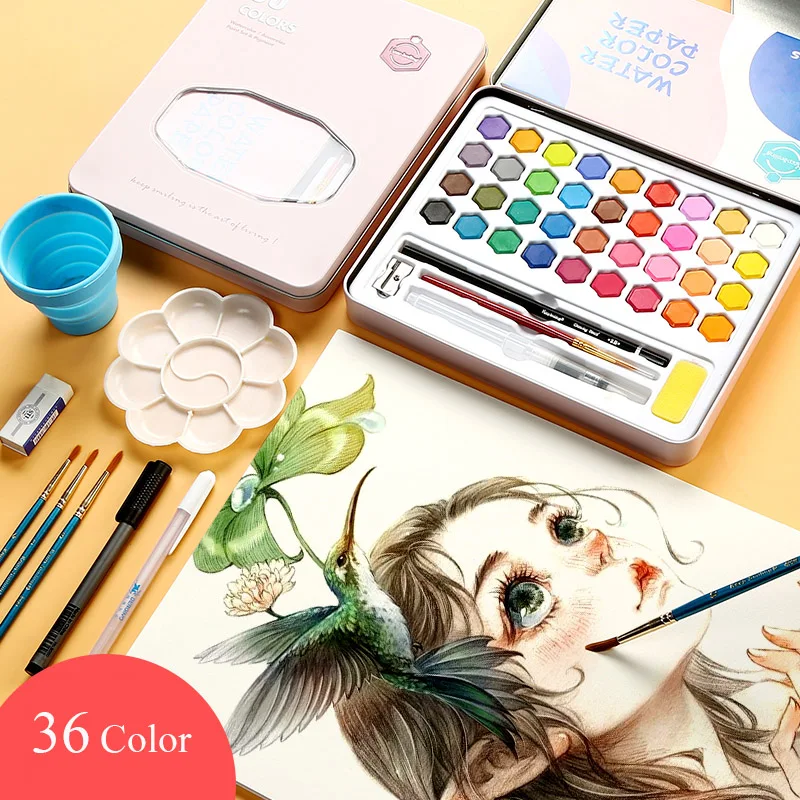 Портативная Акварельная пудра 36 цветов губчатая краска для торта моющаяся