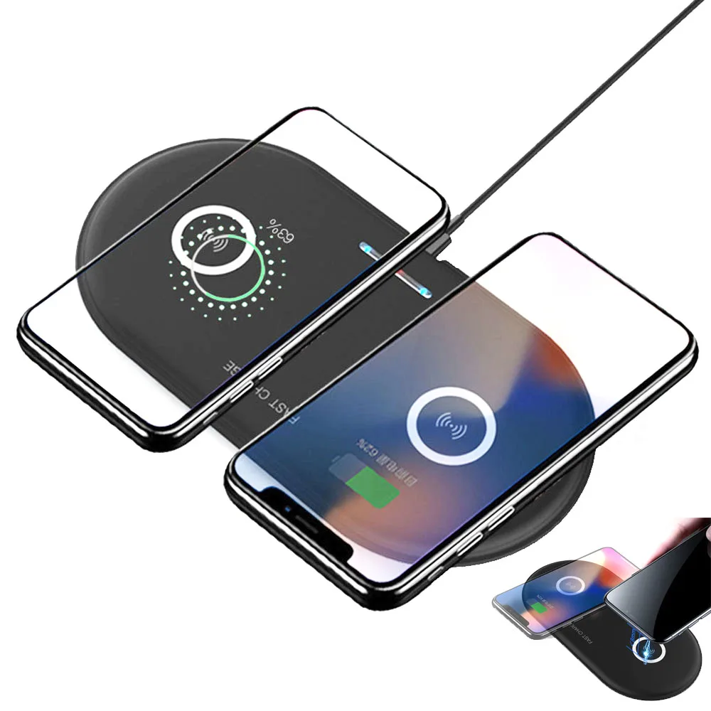 Быстрый двойной qi Беспроводное зарядное устройство для iphone 8 x xs cargador Inalámbrico