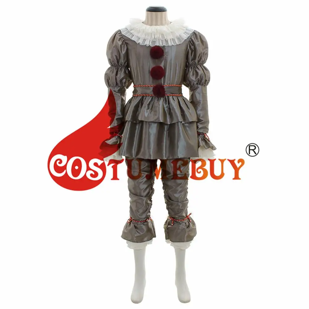 CostumeBuy фильм Стивена Кинга это Pennywise Косплэй взрослый костюм на Хэллоуин джокер золото Косплэй костюм L920 - Цвет: Silver color
