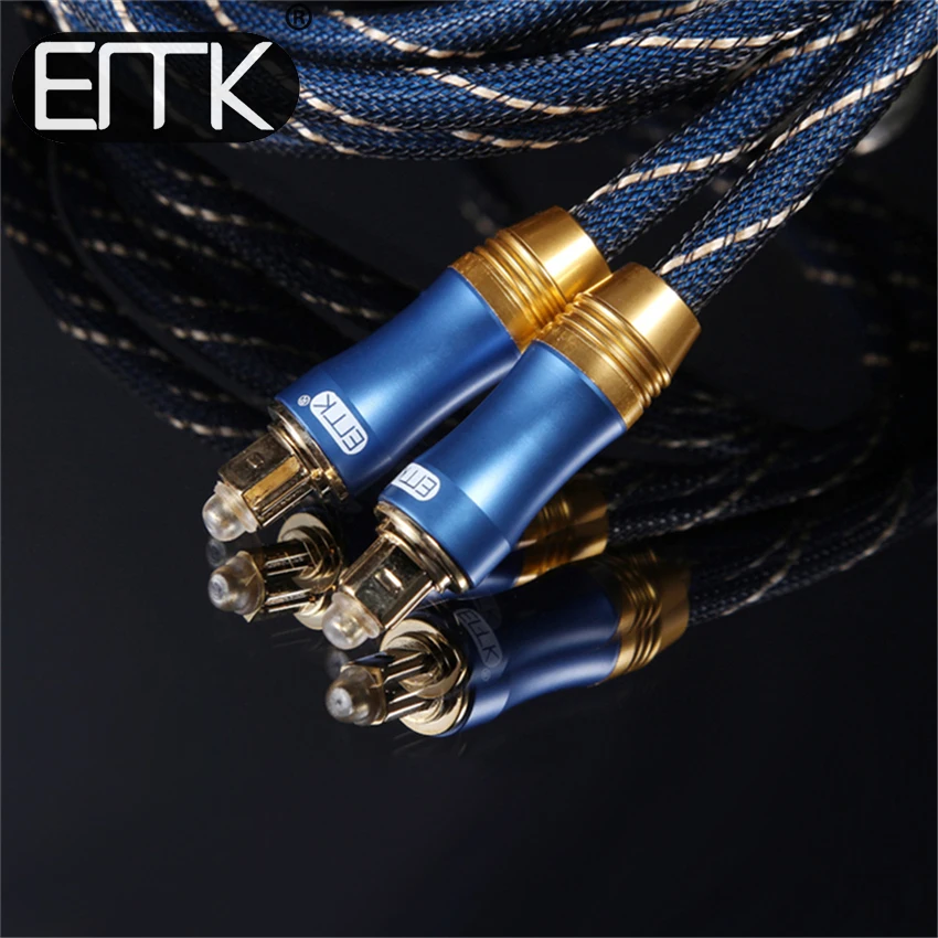 EMK Digital Sound SPDIF Toslink Optical Audio Cable with 24K Gold Plated Metal Connectors