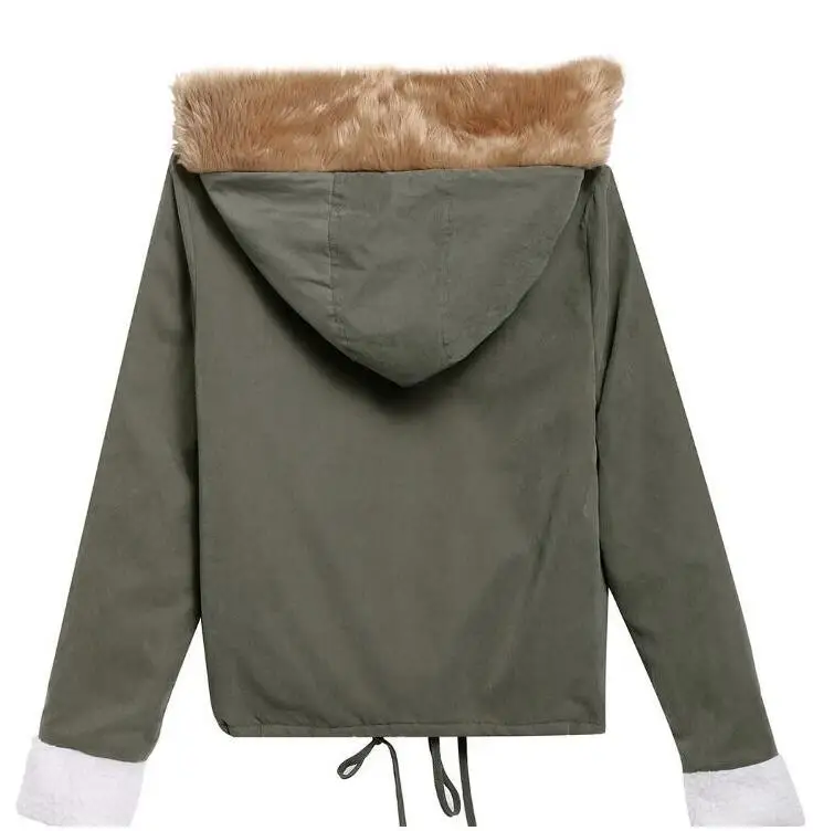 2017 корейские модные женские зимние пальто армейский зеленый воротник из