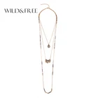 Женская обувь в стиле Бохо цинковая подвеска в виде кисточки, из сплава колье в винтажном стиле античной плакировкой золота с камнями в форме капли воды на длинной цепочке 3 Слои ожерелье ювелирные изделия