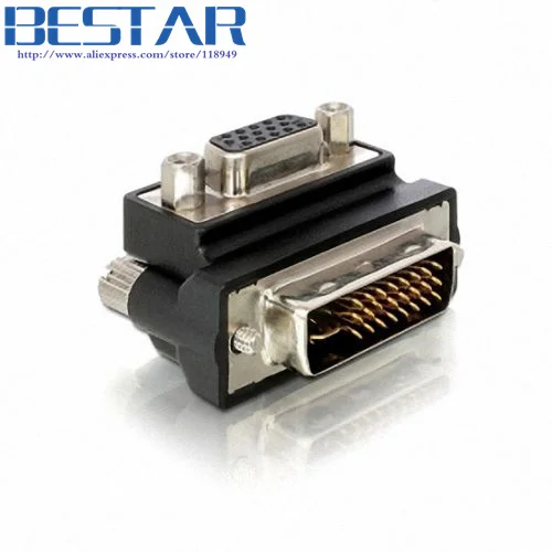 Прямоугольный адаптер с 90 градусов VGA SVGA Female на DVI 24 + 5 male LCD vga dvi адаптер-переходник