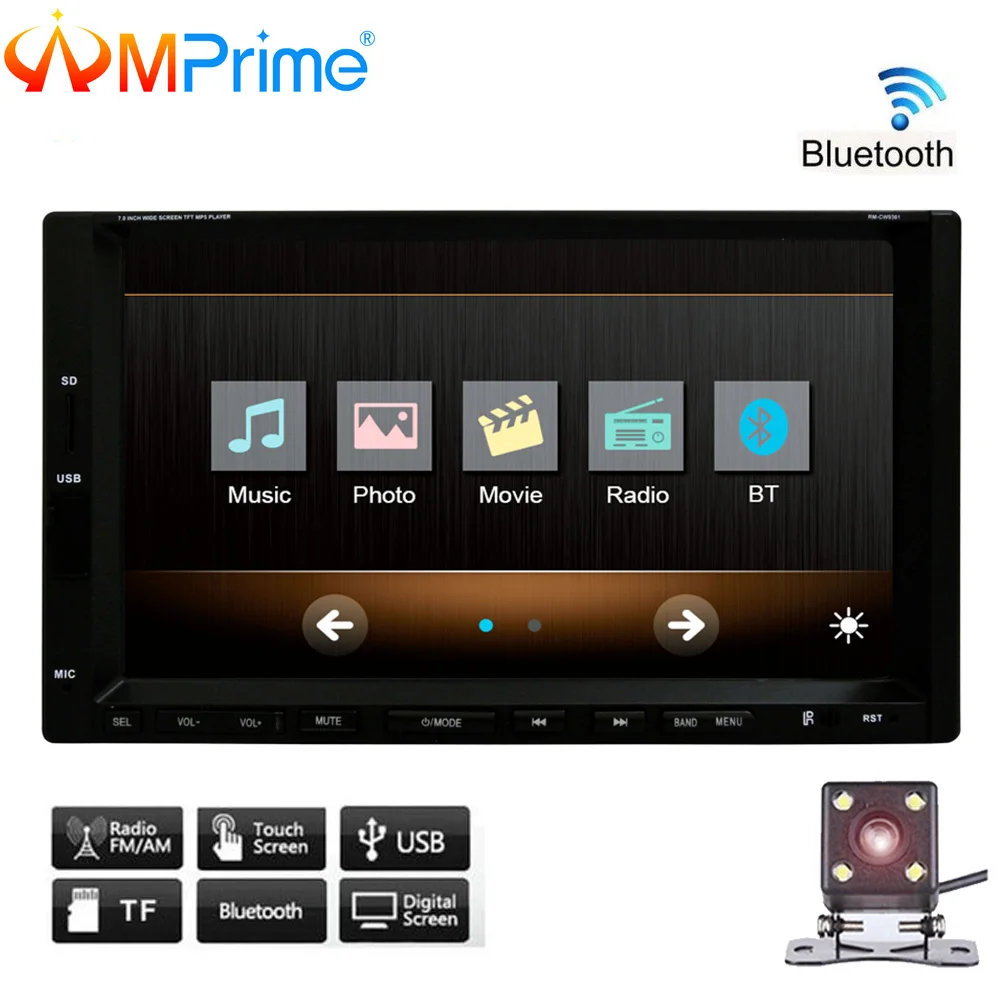 AMPrime автомобиль радио 2din 7 &quotАвто ЖК дисплей сенсорный Bluetooth MP5 плеер USB/FM/SD 2 din