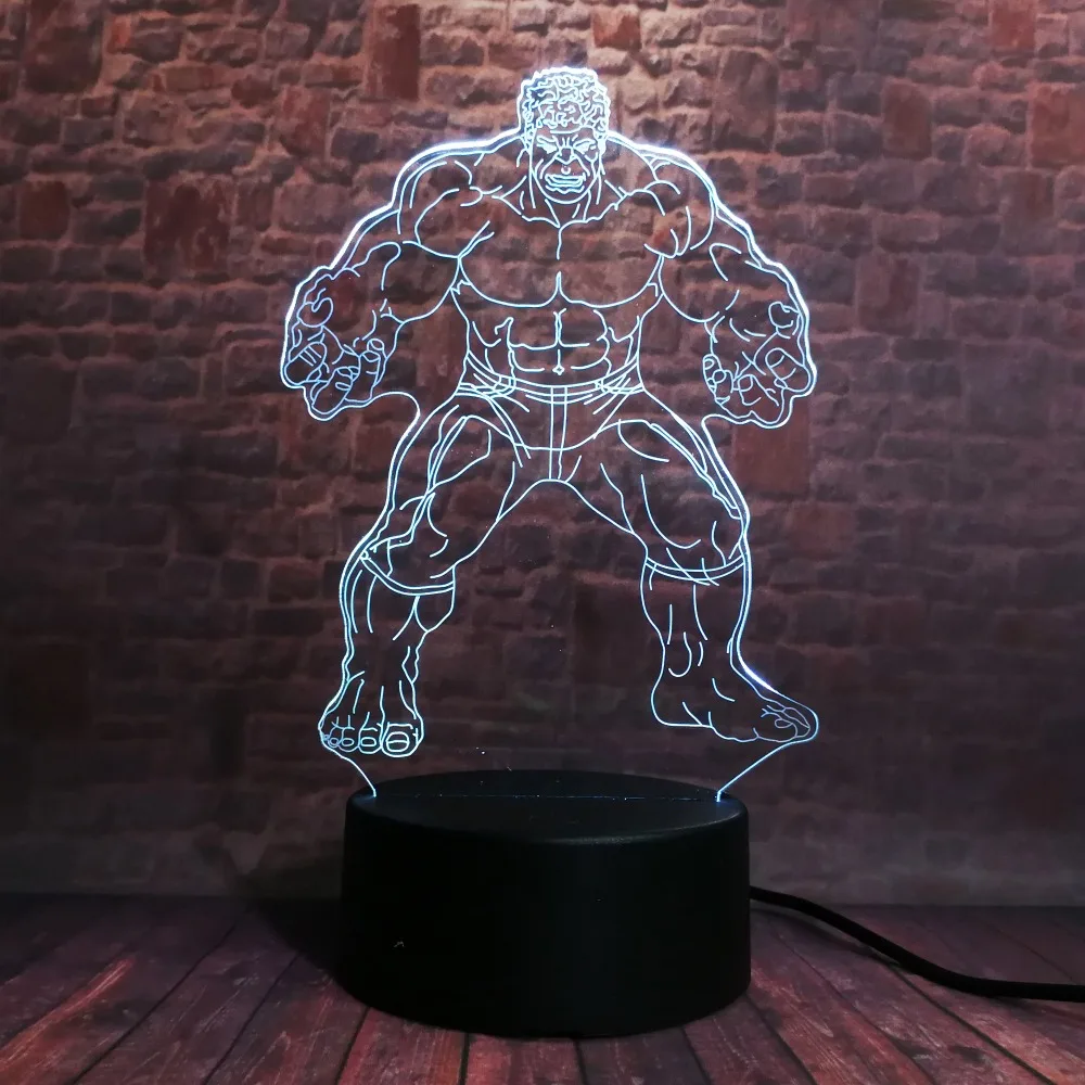 Marvel's Legends мстители Супер Герой 3D Халк ночник 7 красочный градиент LED Настольная