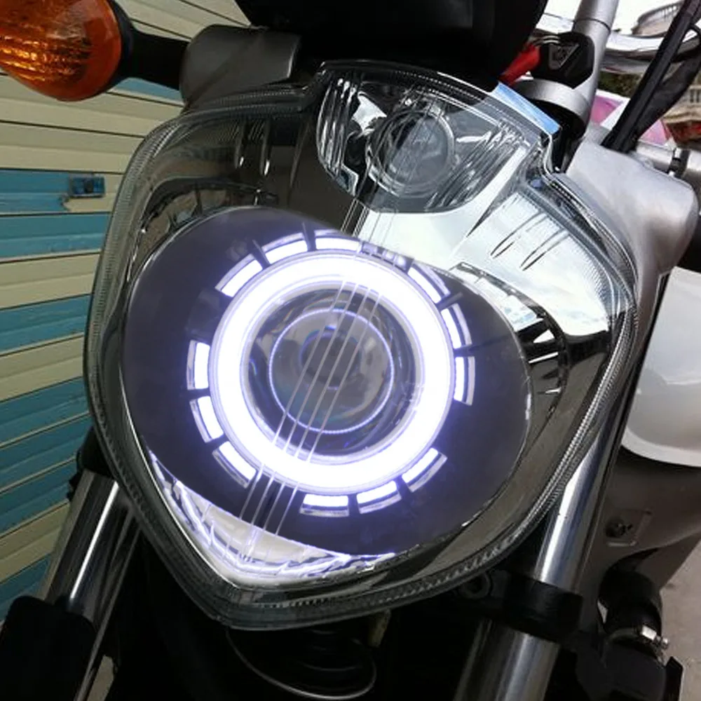 Передние фары KT для мотоцикла Yamaha FZ6N 04 09 Двойной &quotГлаз ангела&quot Глаз демона HID