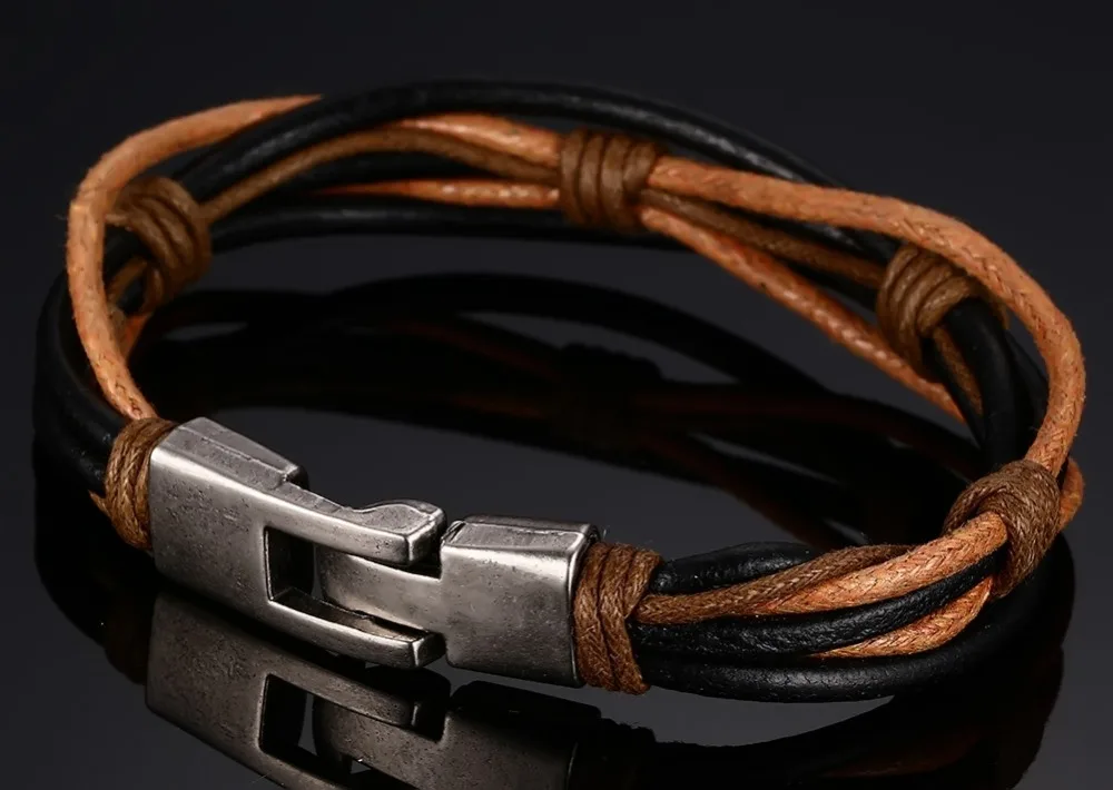 Men's Leather Bracelets &amp Bangles Casual Weave Rope Chain Bracelet Men Jewelry | Украшения и аксессуары