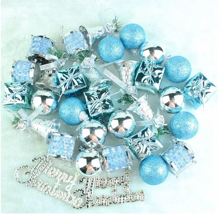 32 шт./лот Золотая синяя Снежинка Рождественская елка подвесные украшения для
