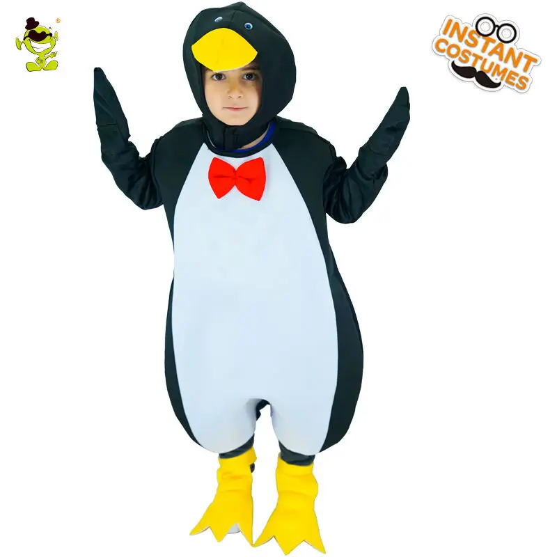 Детский милый костюм пингвина унисекс комбинезон с милыми животными маскарадный