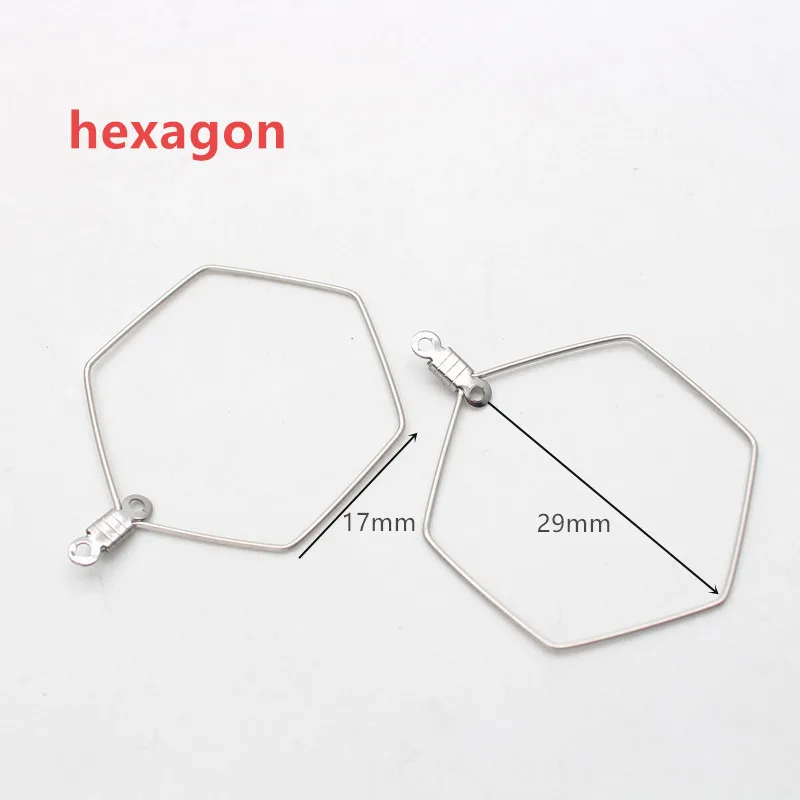 10pcs Stainless Steel Ear Wire Earring Hooks Hoop Connector Diy Earrings Accessories Dangle Charms Jewelry Making - Цвет: hexagon