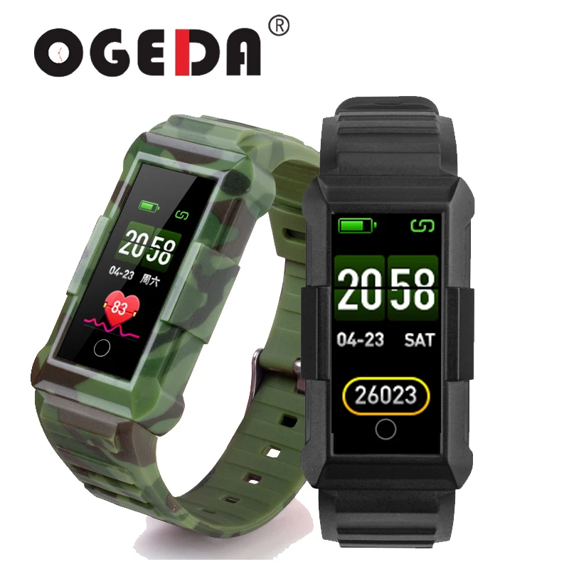 OGEDA IP68 X800 Bluetooth Смарт часы Военные мужские спортивные фитнес камуфляж зеленый ТПУ