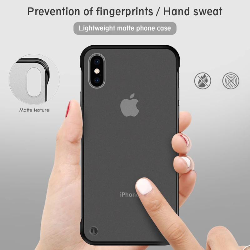 Роскошный безрамный чехол для телефона iPhone X XR XS MAX с кольцом жесткий корпус из
