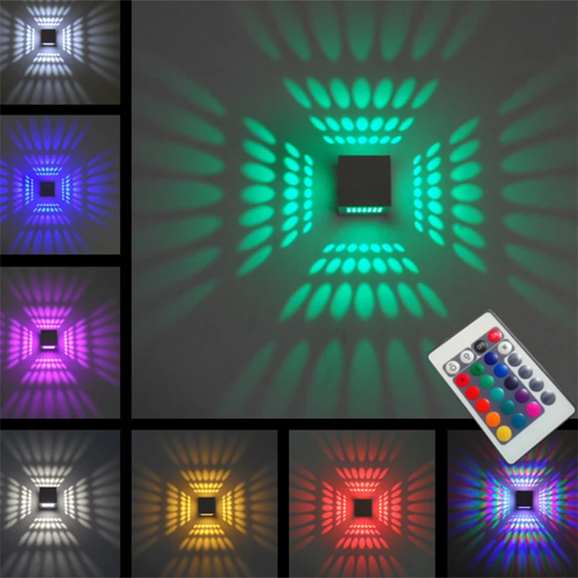 

Modern Led Wall lamp 1W 3W 85-265V RGB KTV Karaoke Bar home Decoration Indoor sconces Light with remote controller