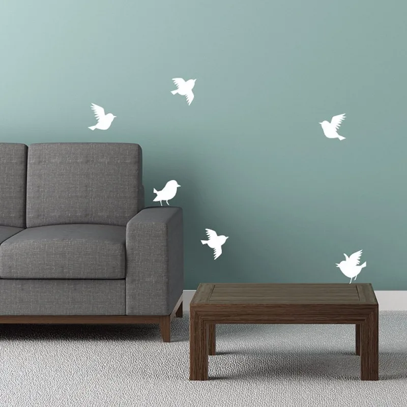 

POOMOO Wall Decor,Birds Wall Decal - 6 Birds flying Bird vinyl Sticker Mural Decoration Wall Stickers for Kids Rooms Home Decor