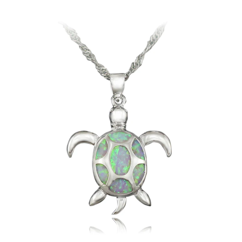 HAIMIS Free the Chain Lovely Sea Turtle Synthetic Light Pink Fire Opal Jewelry Women Necklace Pendant 1 1/4'' OP415 | Украшения и