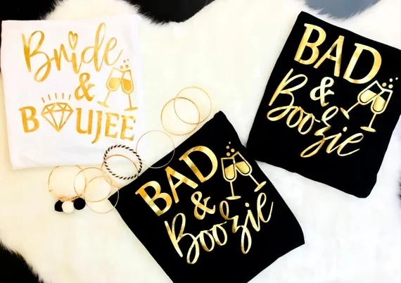Индивидуальная блестящая рубашка для невесты и бузки Майки Bad and Boozy девичника