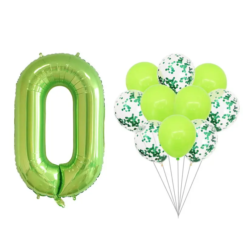 11pcs 2/11 шт. 40 дюймов фруктово-зеленый воздушные шары из фольги в виде цифр Зеленый Конфетти воздушные шары на день рождения, комплект Свадебная вечеринка Декор в честь Детские принадлежности для мячей - Цвет: 11pcs