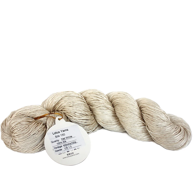 Чистая шелковая пряжа ручная вязка натуральный цвет Неокрашенная шелк 150 | Дом и