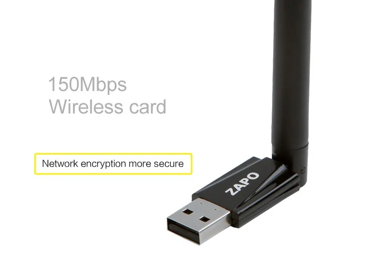 ZAPO 2.4G WIFI USB Colorful 150Mbps2dbi Адаптер антенны Беспроводной приемник 802.11n Сетевая карта для всех систем Windows Linux