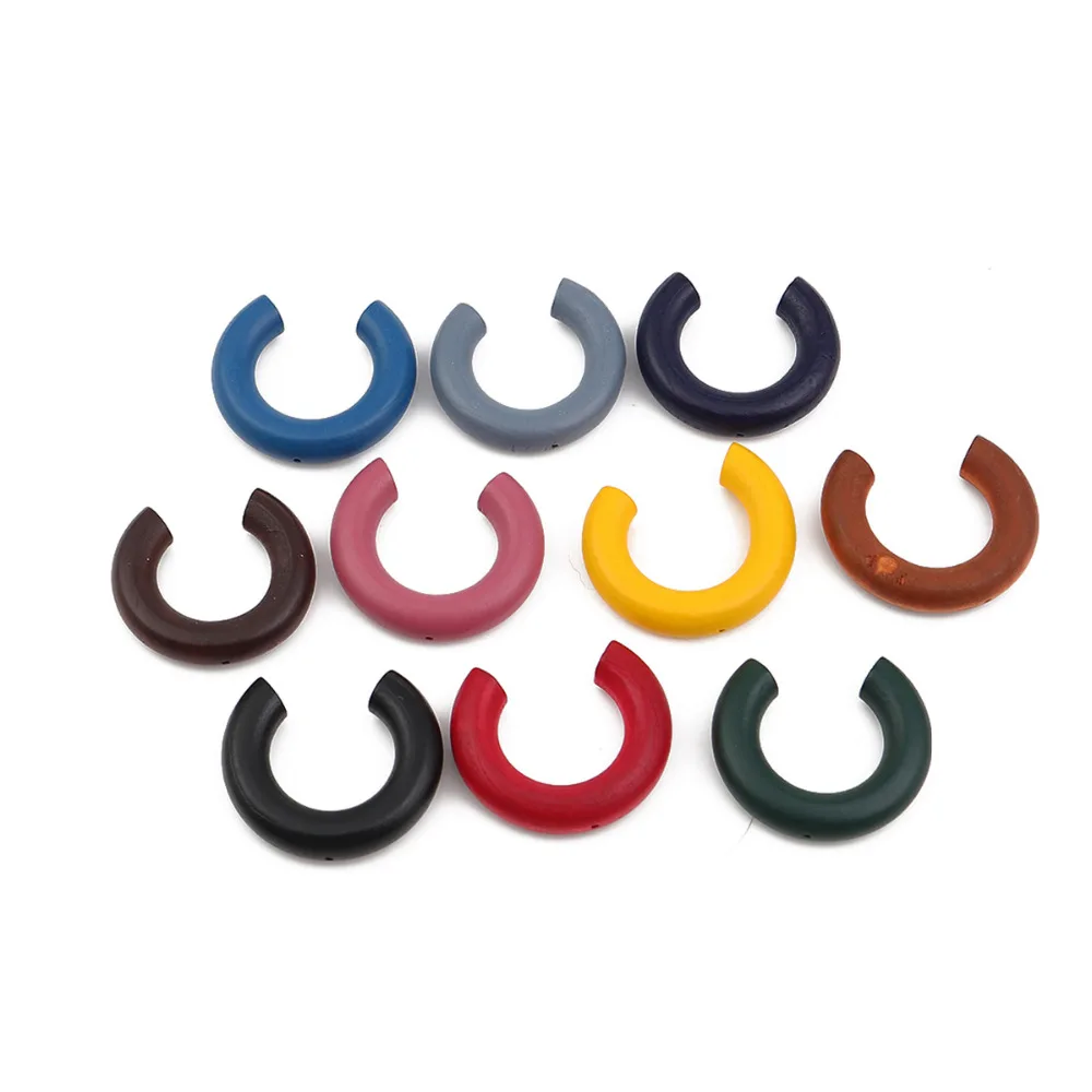DoreenBeads модные деревянные разделительные бусины C формы красочные DIY амулеты около 3,8 см х3, 2 см-3,5 см х 3,1 см, отверстие: Приблизительно 0,9 мм, 10 шт