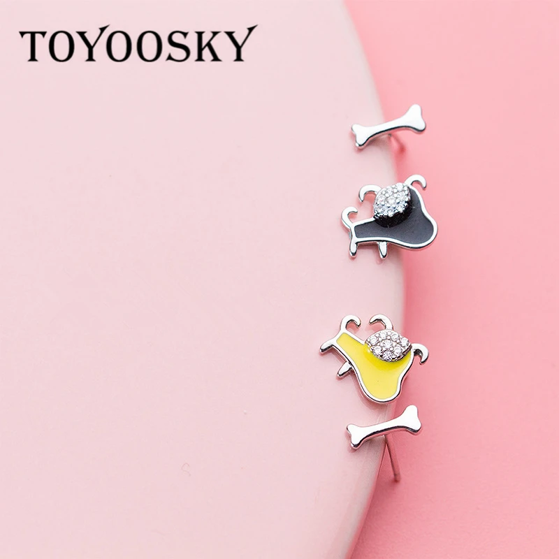 Модные серьги гвоздики TOYOOSKY из серебра 925 пробы с маленьким клеем в виде кости