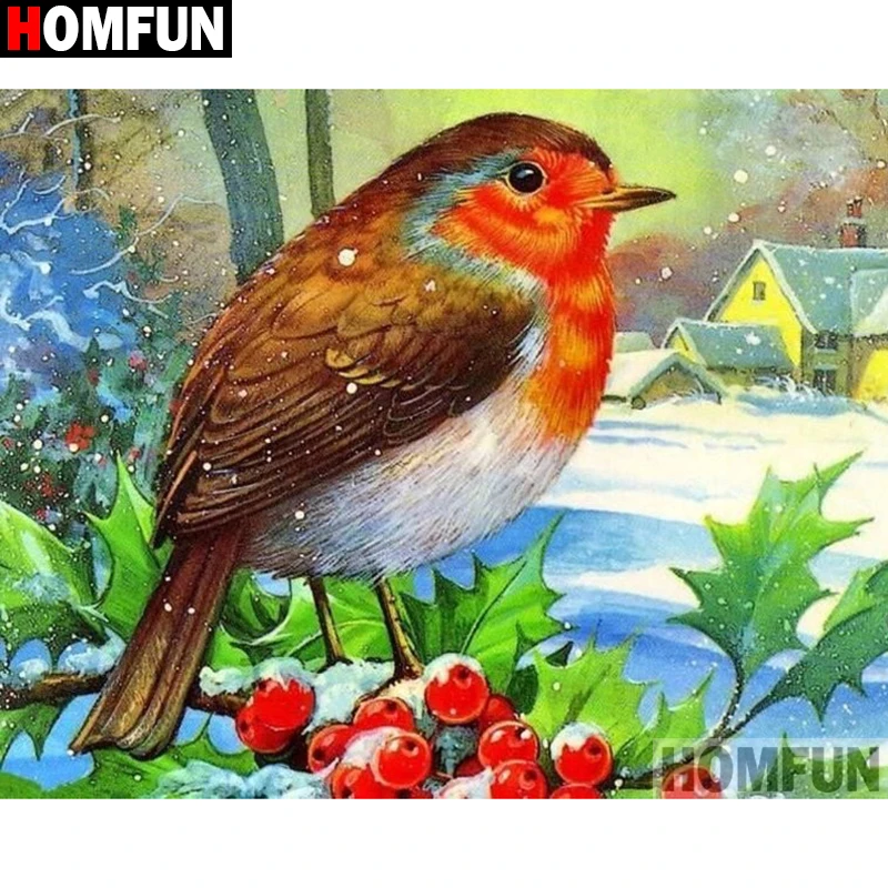 HOMFUN Full Square/Round Drill 5D DIY Diamond Painting "Animal bird" Embroidery Cross Stitch Home Decor A00942 | Дом и сад