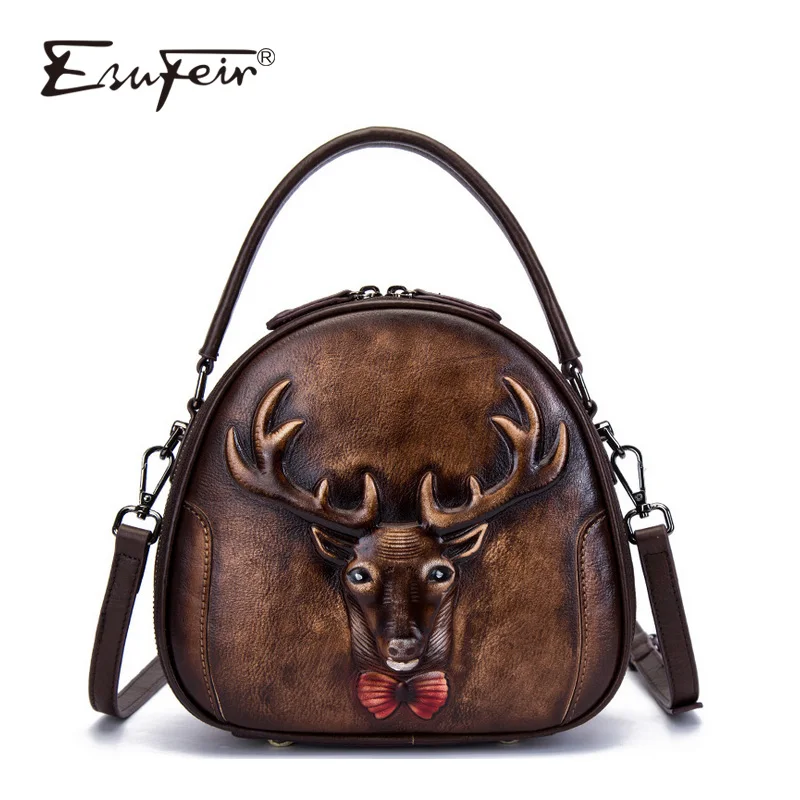 Женская винтажная Сумка-Кроссбоди из ламинированной натуральной кожи с цветами |