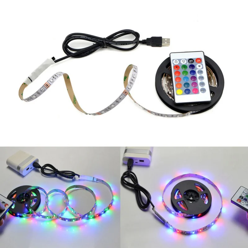 Светодиодная лента RGB с питанием от USB 5 В 60 светодиодов/м 3528 SMD не