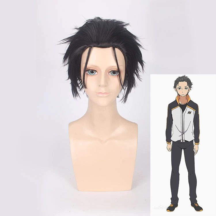 only wig Re: zero Hajimeru Isekai Seikatsu Субару Нацуки косплей парик+ куртка пальто+ брюки костюм Субару Нацуки спортивная одежда костюм мужчины - Цвет: only wig