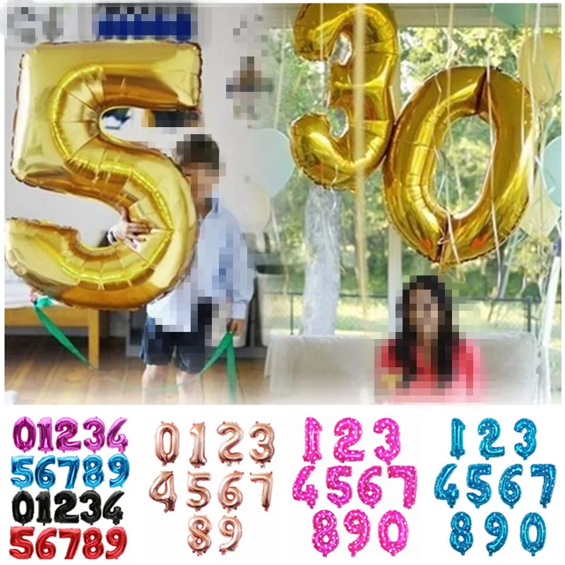 

32 40 inch Figures Foil Rose Gold Large Number Balloon Float Air Inflatable Balls Birthday Party Decoration Kid Wedding Balloon