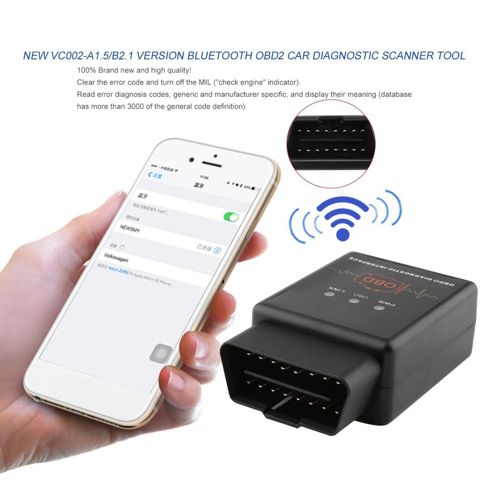 2 шт. Новый VC002 A1.5/B2.1 версия Bluetooth OBD2 автомобиля диагностический сканер инструмент|