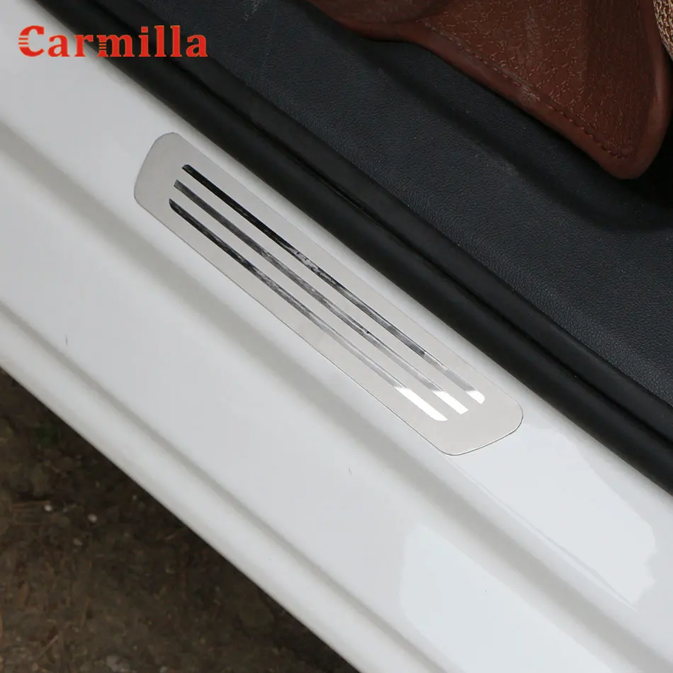 Нержавеющая сталь порога пластина подходит для VW Polo 2011 2012 2013 для Защитные чехлы для сидений, сшитые специально для Volkswagen Polo аксессуары