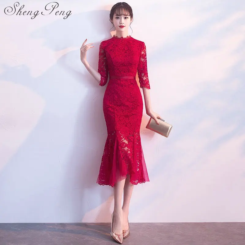 Новое поступление китайское платье qipao с рукавом до локтя платья в восточном